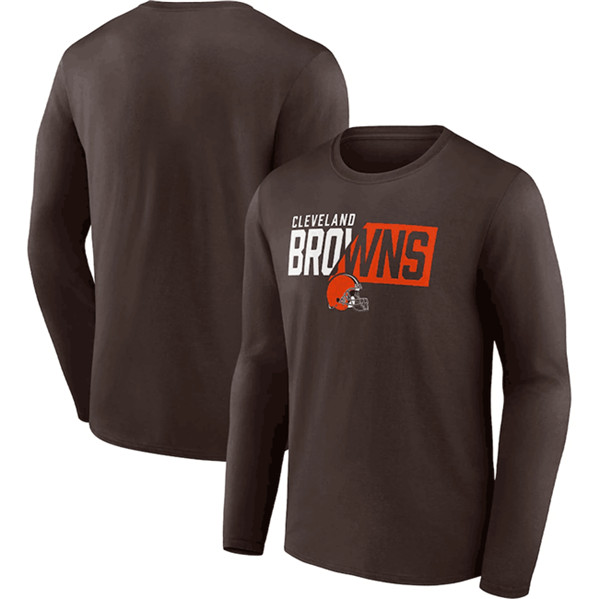 Men's Cleveland Browns Brown One Two Long Sleeve T-Shirt